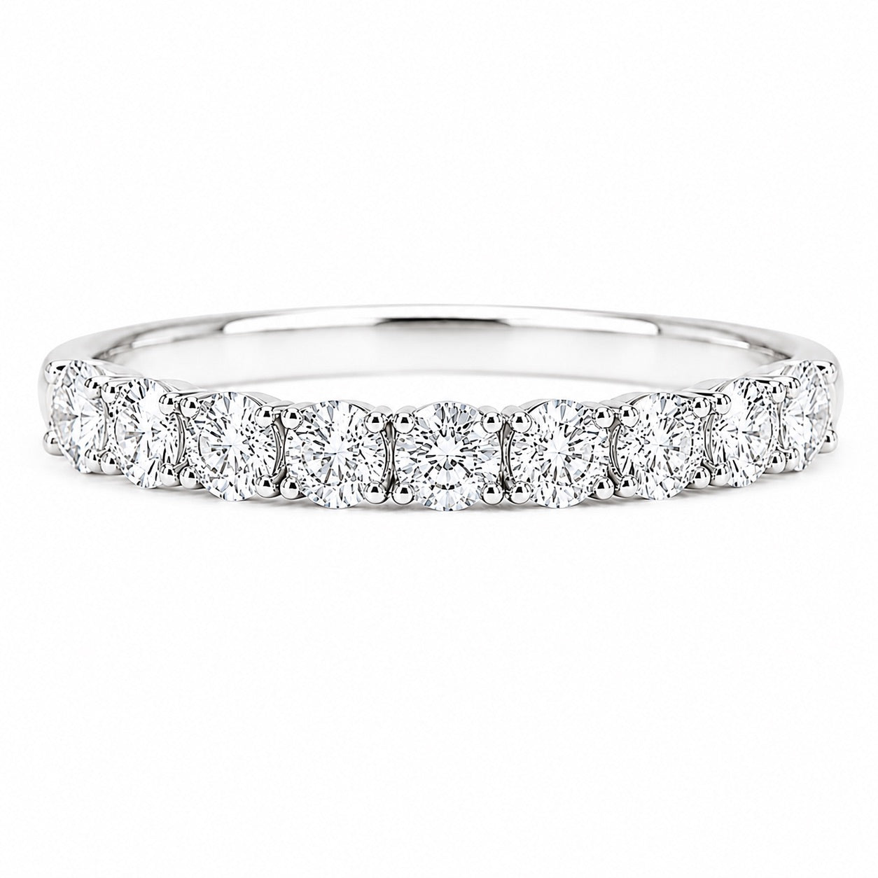 ハーフエタニティリング〖0.9ct/0.1ct×9石/D:3㎜ R:3㎜〗ラボグロウンダイヤモンド｜プラチナPT900/PT950 / K18イエローゴールド｜受注制作／約50日でお届け｜NAYA-1002｜RNR00149