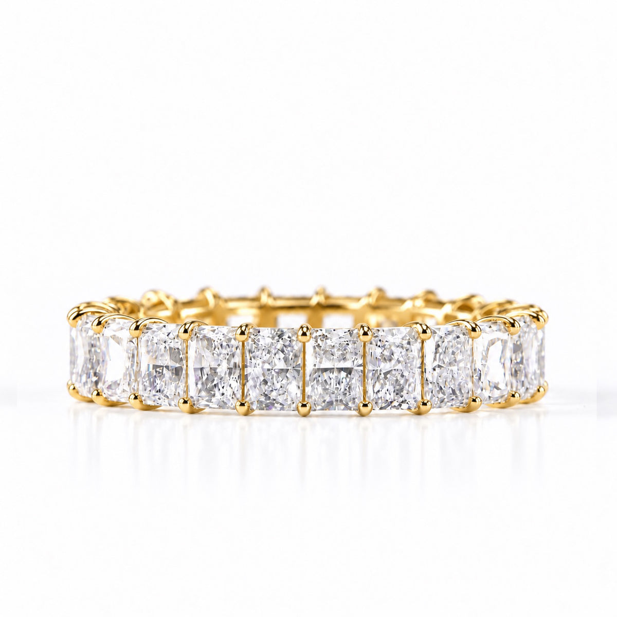 ラディアントカット フルエタニティリング〖約3.3ct 約0.15ct×24石  縦幅3.7mm リング幅4.5mm〗ラボグロウンダイヤモンド｜プラチナPT900/PT950 / K18イエローゴールド｜Fカラー VS1アップ｜受注制作／約40〜60日でお届け