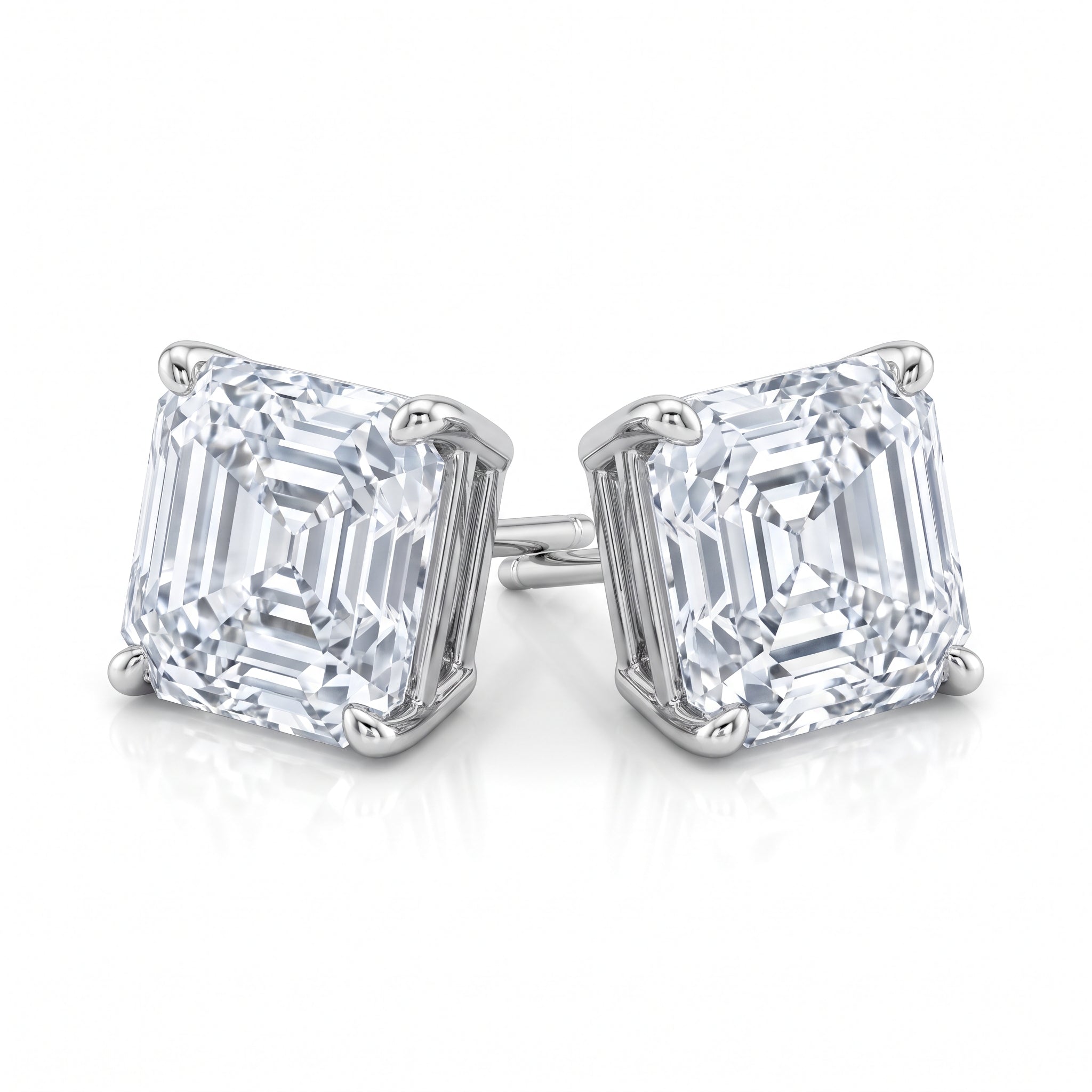 【お客様専用ページ】ラボグロウンダイヤモンド ピアス オーダーメイド｜アッシャーカット 1.07ct Dカラー VVS1 / 1.06ct Eカラー VVS1｜PT900 4本爪 ポスト中央