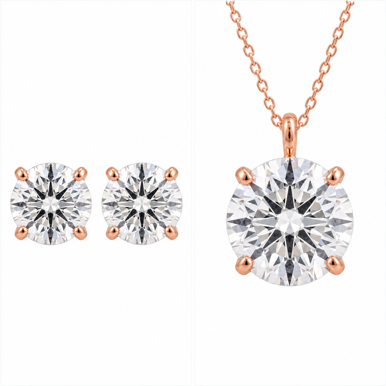 【お客様専用ページ】スタッドピアス 1ct×2石 ＋ ペンダント 1.5ct｜K18ピンクゴールド Dカラー VVS2 EX IGI付｜おまとめ割