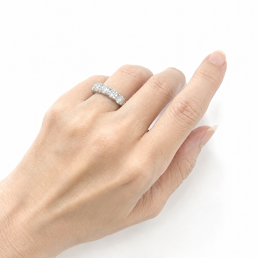 〖2ct/0.3ct×7石 〗ラボグロウンダイヤモンド ハーフエタニティリング｜プラチナPT900｜受注製造約40日｜NAYA-1002