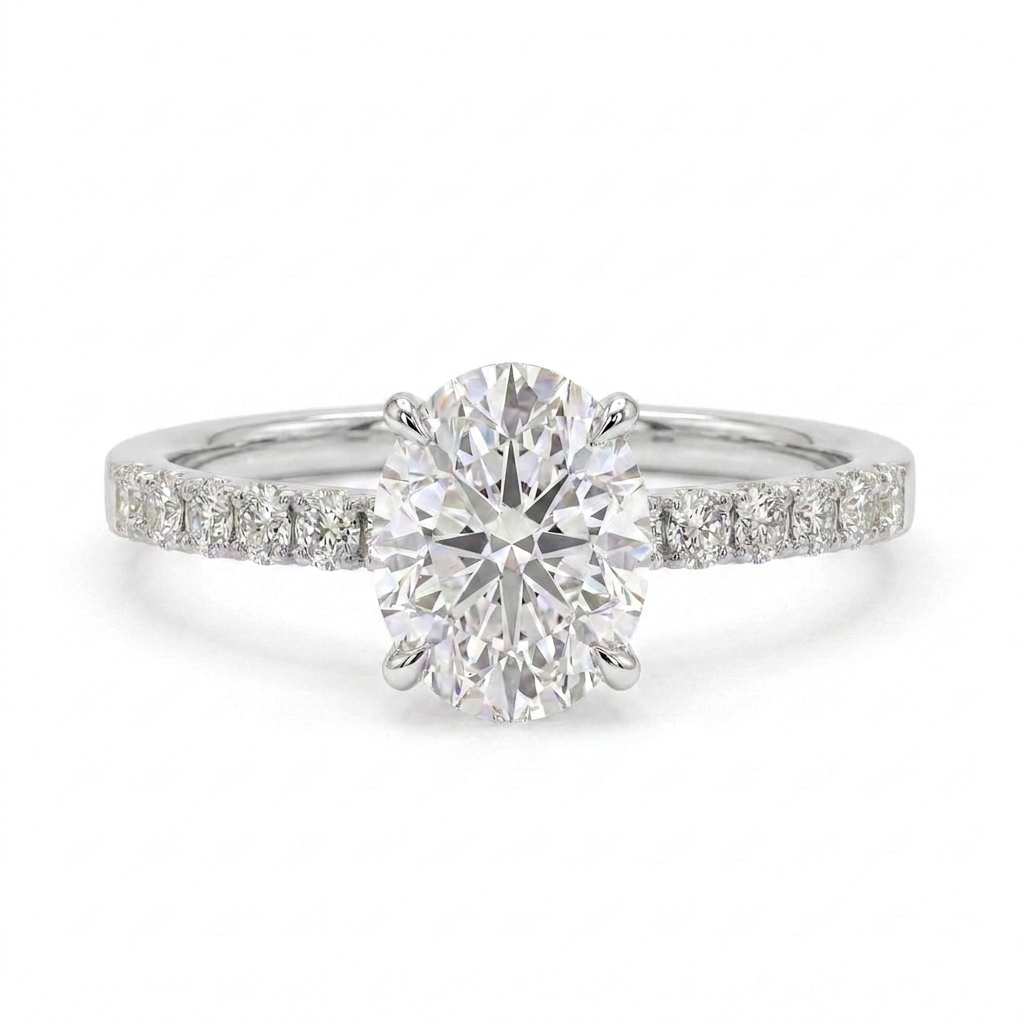 【お客様専用ページ】オーバルカット リング オーダーメイド｜3.02ct Dカラー VVS2｜PT950 4本爪 サイド2.5mmエタニティタイプ｜8号｜IGI鑑定書付き（LG819652991）