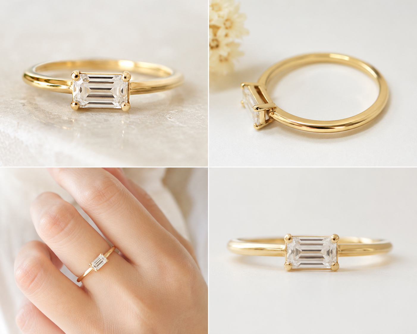 【お客様専用ページ】ペアシェイプ ペンダント 1ct IGI付 ＋ エメラルドカット リング 0.3ct 横向き｜K18イエローゴールド｜おまとめ割