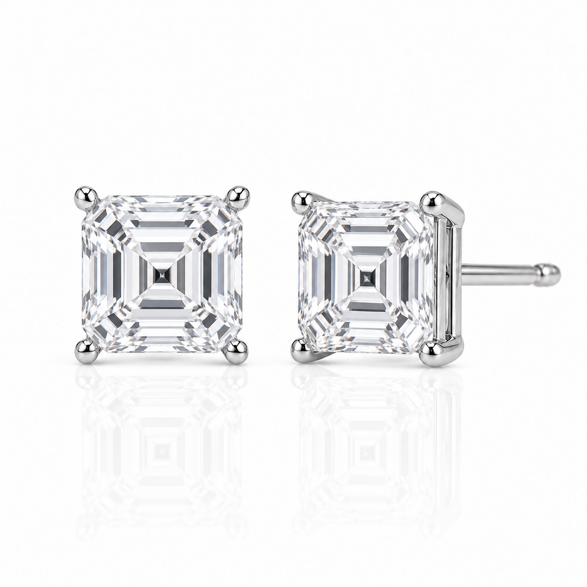 【お客様専用】〖1.2ct×2p / Dカラー VVS2〗ラボグロウンダイヤモンド ピアスペア｜アッシャーカット｜4本爪2段腰枠 ポスト中央｜PT900｜IGI鑑定書付