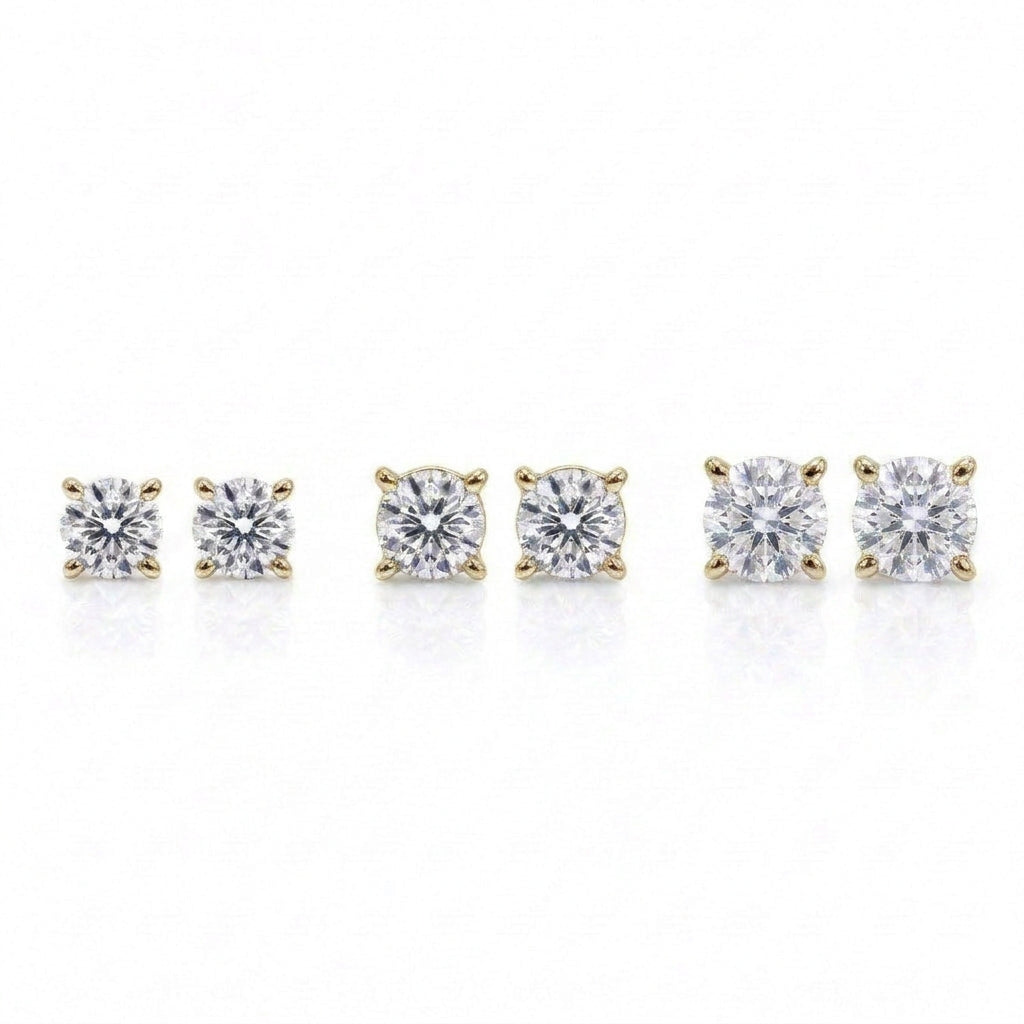 4本爪〖0.7ct×2p / Dカラー VVS/エクセレントカット/二段腰枠〗ラボグロウンダイヤモンド ピアスペア｜プラチナ900 / K18イエローゴールド｜ラウンドブリリアント｜IGI鑑定書付き｜定番人気 受注制作／約50日でお届け｜NAYA-017