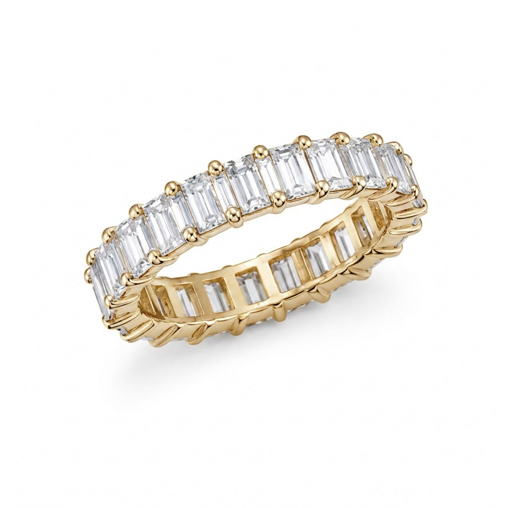 エメラルドカット フルエタニティリング〖3.8ct/0.17ct×24石 縦幅3.7㎜〗ラボグロウンダイヤモンド｜プラチナPT900/PT950｜Fカラー VS1アップ｜受注制作／約50日でお届け