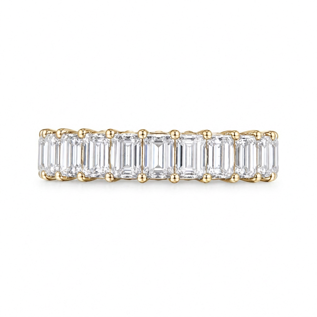 エメラルドカット フルエタニティリング〖3.8ct/0.17ct×24石 縦幅3.7㎜〗ラボグロウンダイヤモンド｜プラチナPT900/PT950｜Fカラー VS1アップ｜受注制作／約50日でお届け