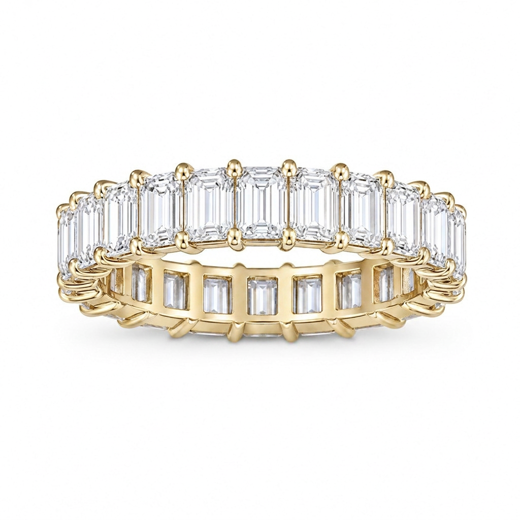 エメラルドカット フルエタニティリング〖3.8ct/0.17ct×24石 縦幅3.7㎜〗ラボグロウンダイヤモンド｜プラチナPT900/PT950｜Fカラー VS1アップ｜受注制作／約50日でお届け