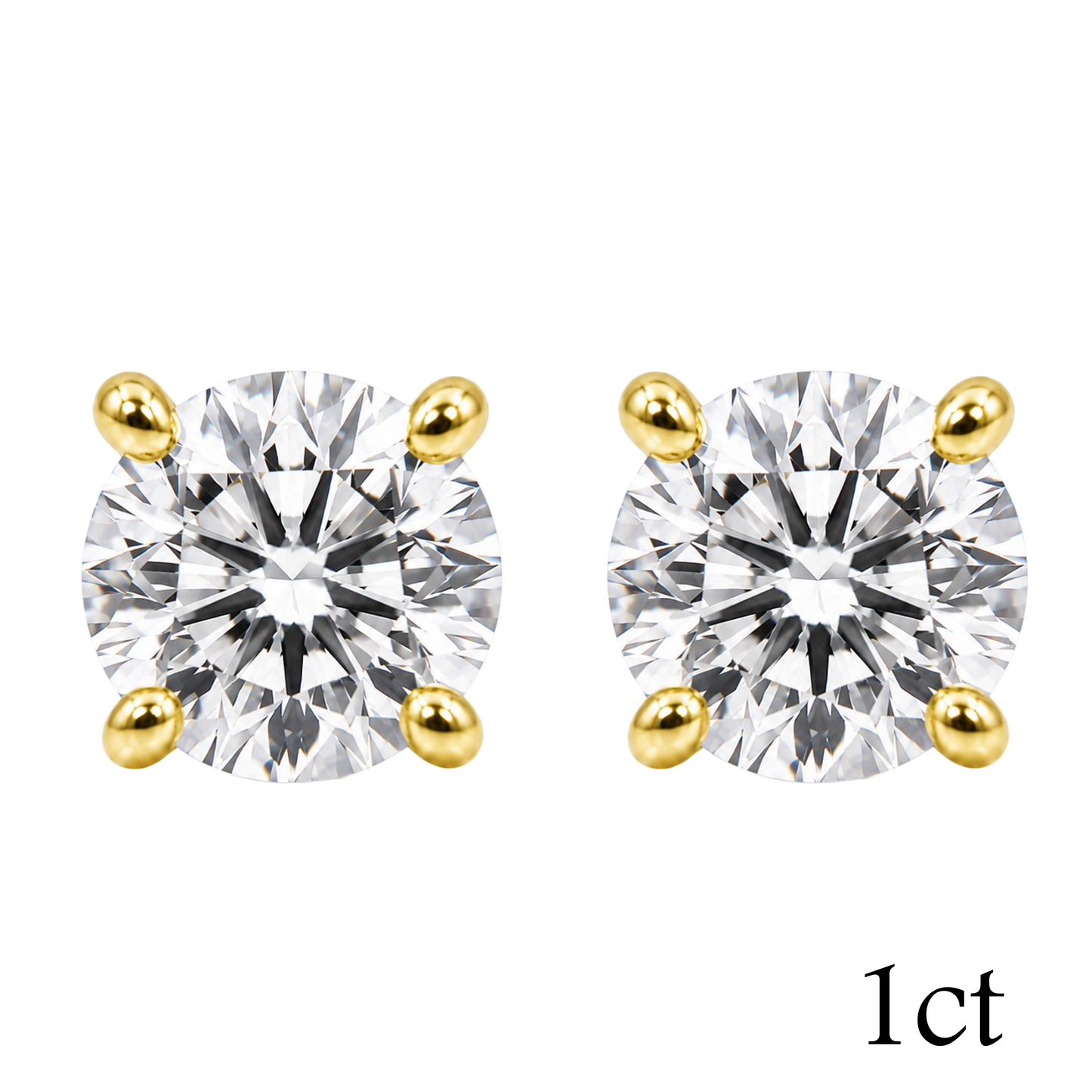 〖1ct×2p / Fカラー VS1 エクセレントカット〗ラボグロウンダイヤモンド ピアスペア｜K18イエローゴールド｜ラウンドブリリアント｜鑑定書付き｜定番人気 ご注文後約30日～50日で納品｜NAYA-020b