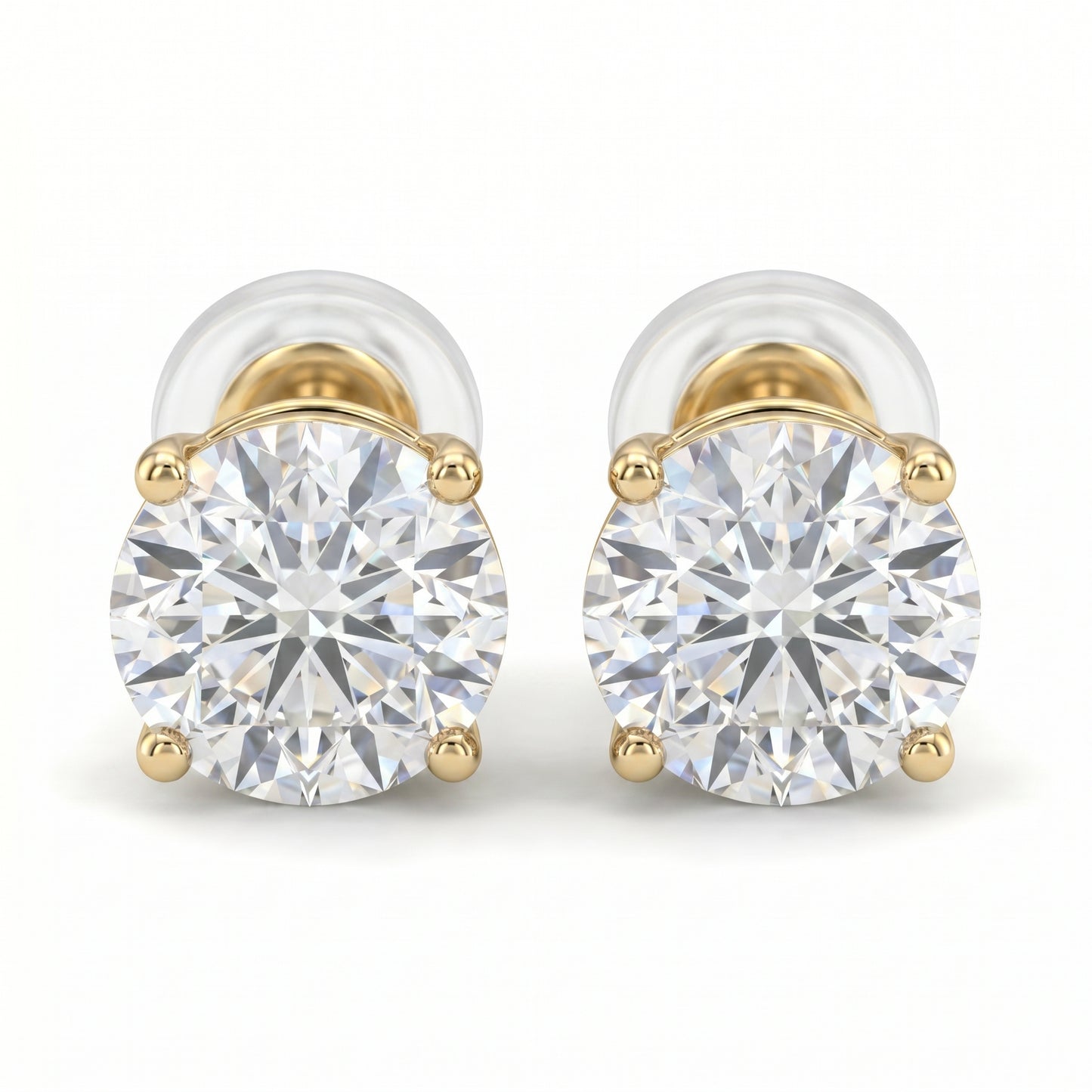 〖2ct×2p / Dカラー VVS2 エクセレントカット〗ラボグロウンダイヤモンド ピアス｜K18イエローゴールド｜ラウンドブリリアント｜IGI鑑定書付き｜受注製造 約50日